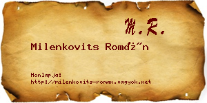 Milenkovits Román névjegykártya